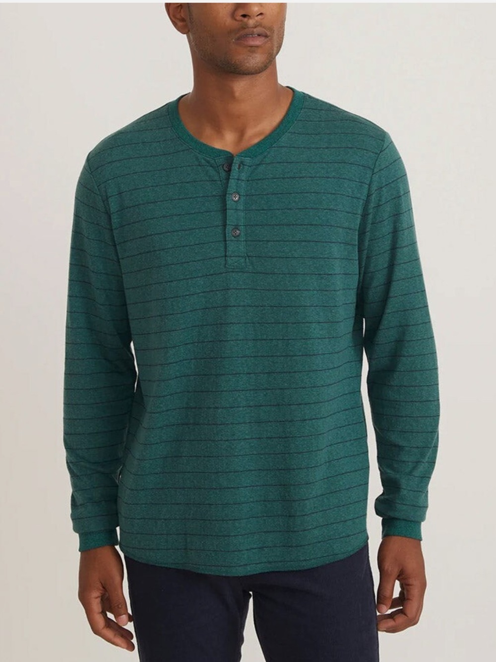 Marine Layer Double Knit Easy Stripe Long Slv Henley Relaxed Coastal XL